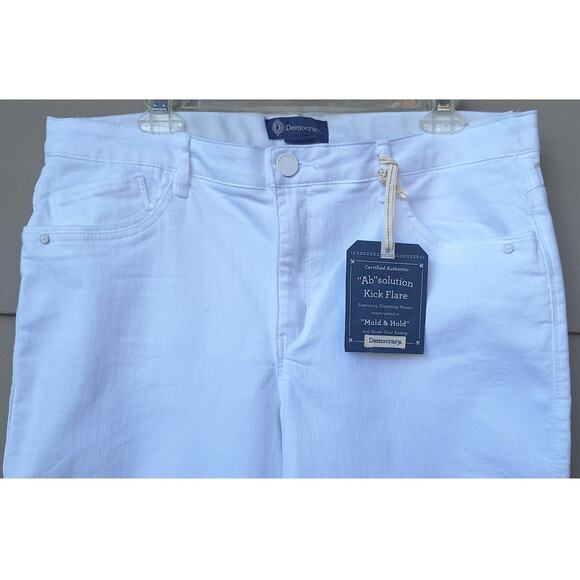 Democracy Ab Solution Kick Flare Capri Crop White Jeans Tummy Control Size 16 - Picture 4 of 10